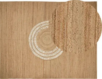 Produktbild von BELIANI Teppich Beige Jute Rechteckig 300 x 400 cm Geometrisches Muster Handgemacht Boho Modern Kurzhaar für Fußbodenheizung Wohnzimmer Ausstattung