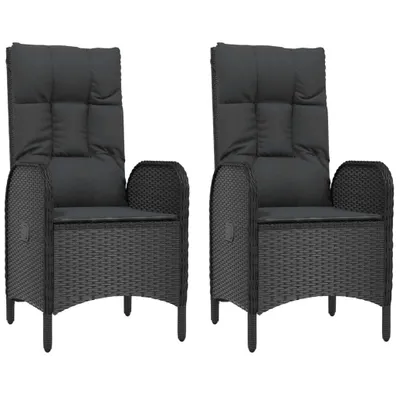 Image de vidaXL Chaises de jardin 2 pcs. Poly rotin noir