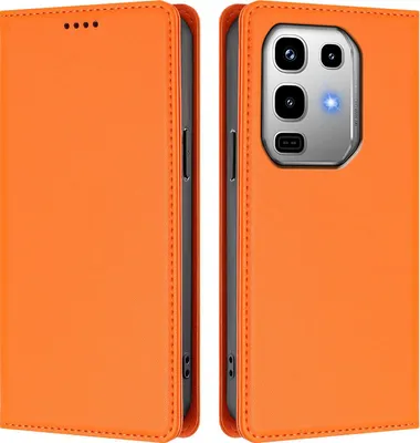 Obrázek produktu pro Kožené pouzdro pro Infinix Note 50 4G/Note 50 Pro 4G, magnetické flipové pouzdro zPolyuretankůže se stojánkem Oranžová