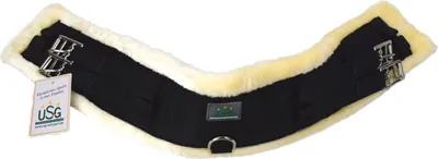 Immagine prodotto di Cinghia da sella USG, corta o lunga, con imbottitura in pelliccia, beige/nera, lunghezza (cm): 130 cm