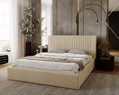 Produktbild von GrainGold Polsterbett Malmo 140x200 cm - Bett 140x200, Polsterbett mit Bettkasten & Lattenrost - Beige (Jupiter 11)
