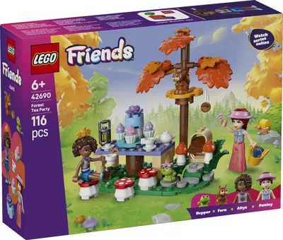 Productafbeelding van LEGO Friends Thee-feestje in het bos - Speelset met 2 minifiguren, 2 dierenfiguren en speelgoedvoedselaccessoires - Decoratie voor de kinderkamer - Cadeau-idee voor meisjes vanaf 6 jaar - 42690