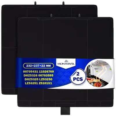 Aktivkohlefilter 2er-Pack 232x237x22 mm für Dunstabzugshauben