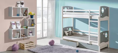 Produktbild von Hochbett Doppelstockbett Etagenbett Kinderbett Bett Bettkasten Farbauswahl