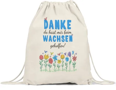 Produktbild von Danke du hast mir beim Wachsen geholfen Turnbeutel Gymsack  Abschiedsgeschenk Erzieherin Tagesmutter Kindergarten