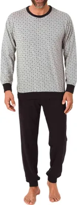Produktbild von Normann Herren Schlafanzug langarm mit Bündchen Pyjama in zeitlos eleganter Optik ; grau , 56