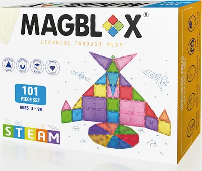 Zdjęcie produktu dla Zestaw magnetyczny Magblox - 101 przezroczystych magnetycznych elementów konstrukcyjnych