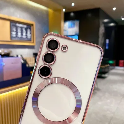 Produktbild von Handyhülle für Samsung Galaxy S23 mit Magsafe und Kameraschutz, Magnetisch Ultra Dünn Klar Überzug Schutzhülle Pink