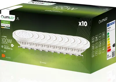 Obrázek produktu pro LUMILED LED žárovka sada 10 kusů AR111 G53 patice 12V DC/AC 15W (ekvivalent 100 W) Neutrální bílá 4000K 38° bílá 1521 lm žárovky Reflektor