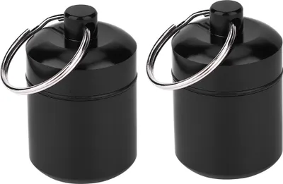 Produktbild von 2 Pcs Pille Container Oxidation Färbung Schwarz Aluminium Legierung Pille Box Lagerung Container