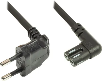 Produktbild von Euro-Netzkabel, Netzstecker an Euro 8 Buchse, beidseitig 90° abgewinkelt, für Sonos® Play 1 und 5, schwarz, 1m, Good Connections®