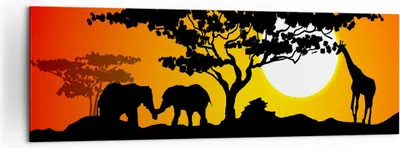 Produktbild von Bild auf Leinwand - Leinwandbild - Tiere Safari Savanne Giraffe - 160x50cm - Wand Bild - Wanddeko - Leinwanddruck - Bilder - Kunstdruck - Wanddekoration - Leinwand bilder - Wandkunst - AB160x50-0539