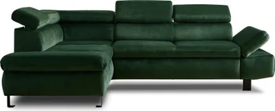 Image de Lisa Design Nairobi - Canapé d'angle convertible - en velours - 5 places - avec têtières - Gauche , Vert