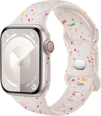 Image de Bracelet pour Apple Watch 38mm-40mm-41mm Series 9 8 SE 7 6 5 4 3 2 1 / 42mm (Serie 10/11) Silicone Souple Motif Tacheté - Blanc