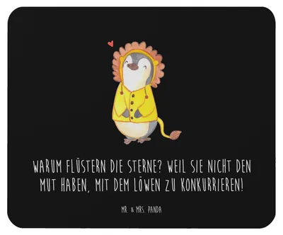 Produktbild von Mr. & Mrs. Panda Mousepad Sterne und Löwe - Schwarz - Geschenk, Mouse Pad, Charaktereigenschaften, Juli Geburtstag, mausteppich, Mut, Tierkreiszeichen, Mauspad, computer