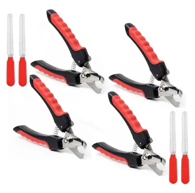 Obrázek produktu pro Sada 4 x kleště na drápky a 4 x pilník na drápky, 12,2 cm nůžky na drápky a 14 cm pilník na drápky, nůžky na drápky pro psy, kočky, hlodavce - kleště na drápky, péče o drápky pro velké a střední psy