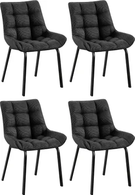 Produktbild von CLP 4er Set Esszimmerstuhl Saranda Stoff mit Rückenlehne und Metallgestell titangrau Gestell Farbe schwarz