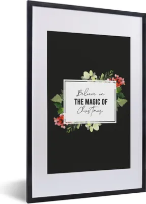 Produktbild von MuchoWow® Gerahmtes Poster Blumen - Weihnachten - Zitate 40x60 cm - Poster mit Schwarzem Bilderrahmen Wandposter Rahmen Foto Bilder - Poster in Rahmen