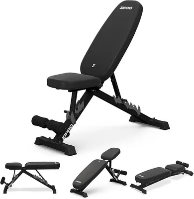 Imagen del producto de Banco de pesas plegable, con respaldo ajustable en 7 posiciones y asiento ajustable en 3 posiciones, capacidad máxima de 230 kg