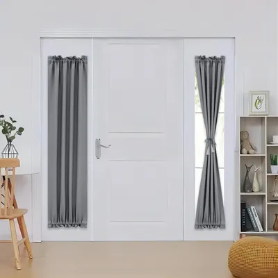 Produktbild von Französische Türvorhänge mit Stangentasche Thermische und Verdunklungsvorhang Vorhänge Türen Glasfenster Küchen Terrassentüren Privatsphäre Fenstervorhang 1 Stück 61x183cm
