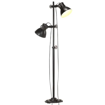 Zdjęcie produktu dla Lampa podłogowa z 2 kloszami, czarna, E27, żeliwo