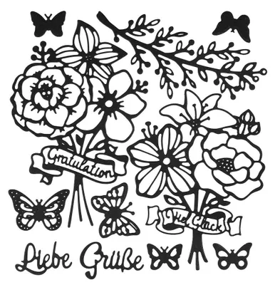 Stanzschablonen Blumensträuße, 11 Stück, Stahl