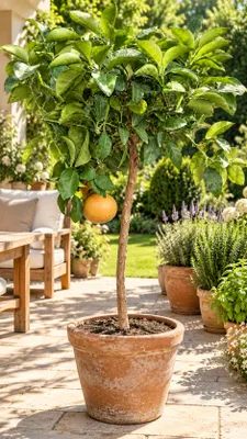 Produktbild von Grapefruitbaum – Citrus paradisi, immergrüne Zitruspflanze für Kübel, Terrasse und Wintergarten – ca. 120 cm inkl. Topf