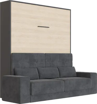 Produktbild von SMARTBett Schrankbett M1 140x200 Vertikal Antraciet/Kaiser Eiche  mit Sofa