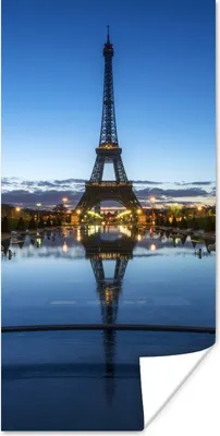 Produktbild von MuchoWow® Poster Der Eiffelturm am Abend bei sehr klarem Himmel in Paris 75x150 cm - Dekoration für die Wände