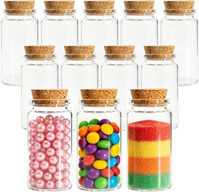 Image de Bouteilles en verre avec bouchons en liège - 120 ml - Lot de 12 flacons