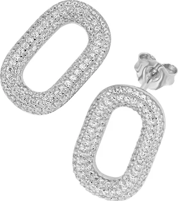 Produktbild von Ohrstecker Giorgio Martello Milano mit weißen Zirkonia, Silber 925 Silber 2 cm
