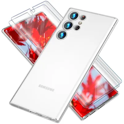 Produktbild von Handy Hülle 0,3mm Dünn für Samsung Galaxy S23 Ultra, 2x Displayschutz Weiß Transparent