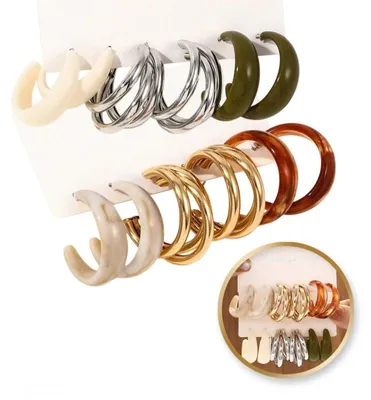 Image de Ensemble de 6 boucles d'oreilles pendantes, modèle K1684