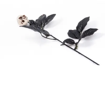 Produktbild von schwarze Totenkopf Rose als Halloween Dekoration