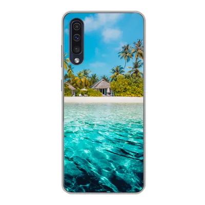Produktbild von MuchoWow® Handyhülle Schutzhülle Hülle für Samsung Galaxy A30s Strand - Palmen - Meer Silikon Softcase Handy Hülle - Karteninhaber