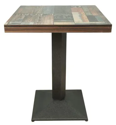 Obrázek produktu pro Barový stolek, rozměry 75 cm x 75 cm, kovová konstrukce, dřevěná deska, stojací stolek pro 4 osoby