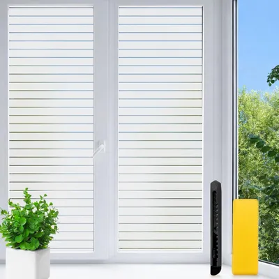 Imagen del producto de Película adhesiva para ventanas, diseño a rayas, 44,5 x 200 cm, ideal para salones y oficinas