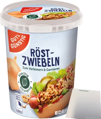 Produktbild von Gut & Günstig Röstzwiebeln knackig & knusprig (150g Dose) + usy Block