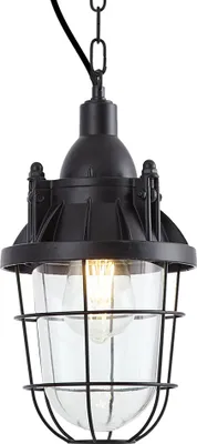 Produktbild von QAZQA - Industrie I Vintage I Industrie I Vintage I Hängelampe I Pendellampe I Pendelleuchte schwarz mit Glas - Cabin I Wohnzimmer - Stahl Länglich I Rund - LED geeignet E27