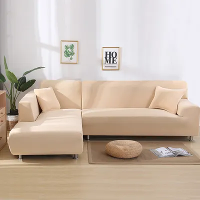Produktbild von ele ELEOPTION 2 pcs 3 Sitzer Sofahussen Sofabezug Stretch elastische Sofahusse Sofa Abdeckung 170-220cm, Beige