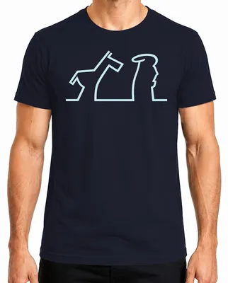 Imagen del producto de Camiseta para hombre, diseño "La Linea Balum Osvaldo Strichmännchen Esel Cartoon Kult", color azul marino, talla S