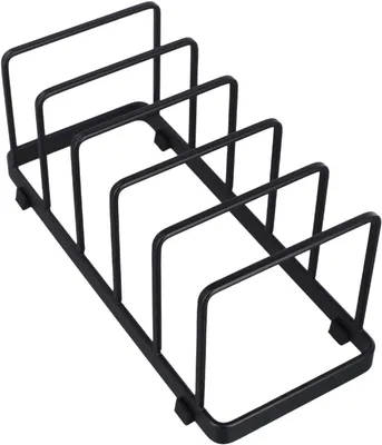 Immagine prodotto di Organizzatore in acciaio inossidabile per coperchi di pentole e padelle, con supporto per taglieri, dimensioni 24 x 10 x 10 cm, colore nero