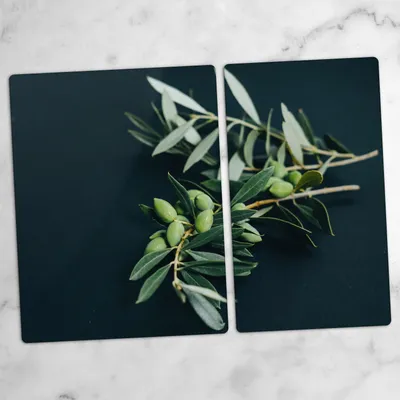 Produktbild von Glas-Herdabdeckplatten Glaskeramikkochfeld-Abdeckung Spritzschutz Glas 70x52 cm Oliven