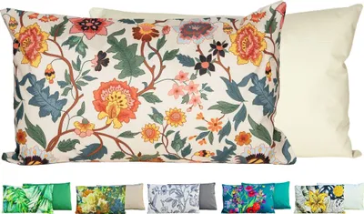 Produktbild von JACK Outdoor Lounge Kissen 30x50cm Motiv Dekokissen inkl. Füllung Wasserfest Sitzkissen Garten Stuhl, Farbe:Blumenmärchen