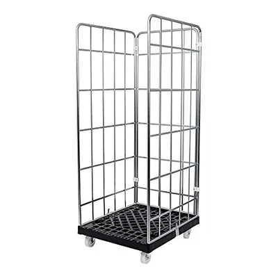 Produktbild von STIER Rollbehälter, 3-seitig, galvanisch verzinkt, mit Kunststoff-Rollplatte, LxBxH 815x724x1630 mm, Nutzhöhe 1450 mm, Möbelroller, Gitterbox, Gitterwagen