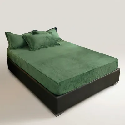 Obrázok produktu pre Napínacie prestieradlo s gumičkou, zamatové, flanelové, teplé, mäkké, 90 x 200 cm, zelené
