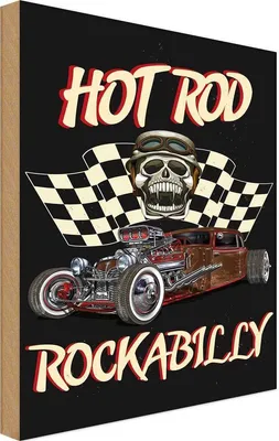 Produktbild von vianmo Holzschild 40x30 cm hot rod rockabilly Sport Hobby