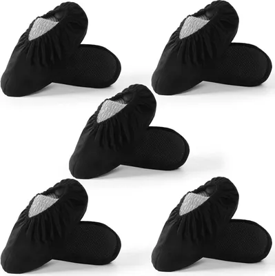 Produktbild von Schuhüberzieher Mehrweg - Überzieher Schuhe Rutschfeste und Verschleißfeste, Waschbar in Maschine - Überschuhe für Verschiedene Orte wie im Haushalt 5 pairs of shoe covers (5 Paar, Schwarz)