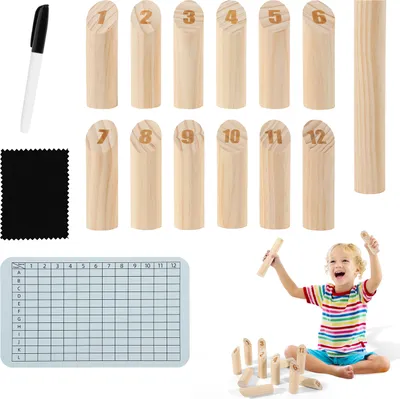 Image de Bettizia Kubb - Jeu finlandais - Jeu de lancer en bois - Jeux de lancer d'extérieur - Quilles en bois - Jeux d'extérieur finlandais - Adultes et enfants