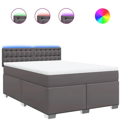 Produktbild von Boxspringbett mit Matratze Grau 140x190 cm Kunstleder